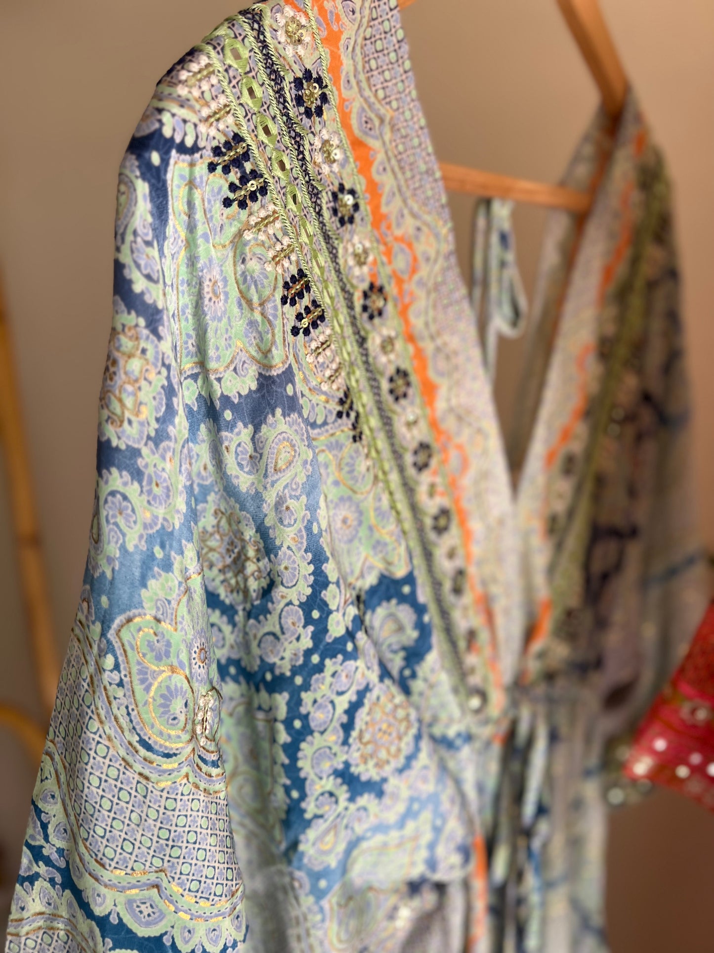 The Moroccan Blue Green Embroidered Dress