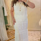 White Cut Out Embroidery Floral Skirt With Tassels