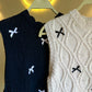 Dark Navy Crochet Vest With Ties & Bows