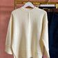 Cream Oversized Pullover With Side Slits