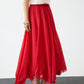 Red Asymmetrical Crinkled Chiffon Skirt