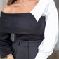 Black Off Shoulder Pullover With Shirt Sleeve