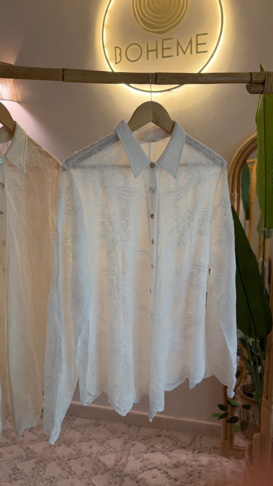 Beige Embroidered Floral Shirt (PATTERN 2)