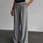 Grey Classic Pants With Black Elastic Waist