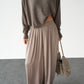 Greige Crinkled Satin Flowy Pants