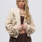 Beige Embroidered Bomber Jacket