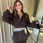 Brown Bell Sleeves Oversized Shirt