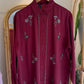 Burgundy Linen Bead-Embellished Shirt