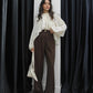 Brown Classic Pants With Golden Button