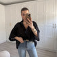 Black Oversized 3/4 Sleeve Shirt