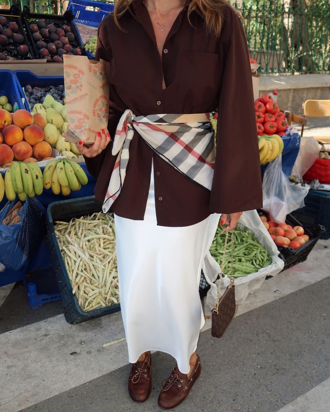 Brown Bell Sleeves Oversized Shirt
