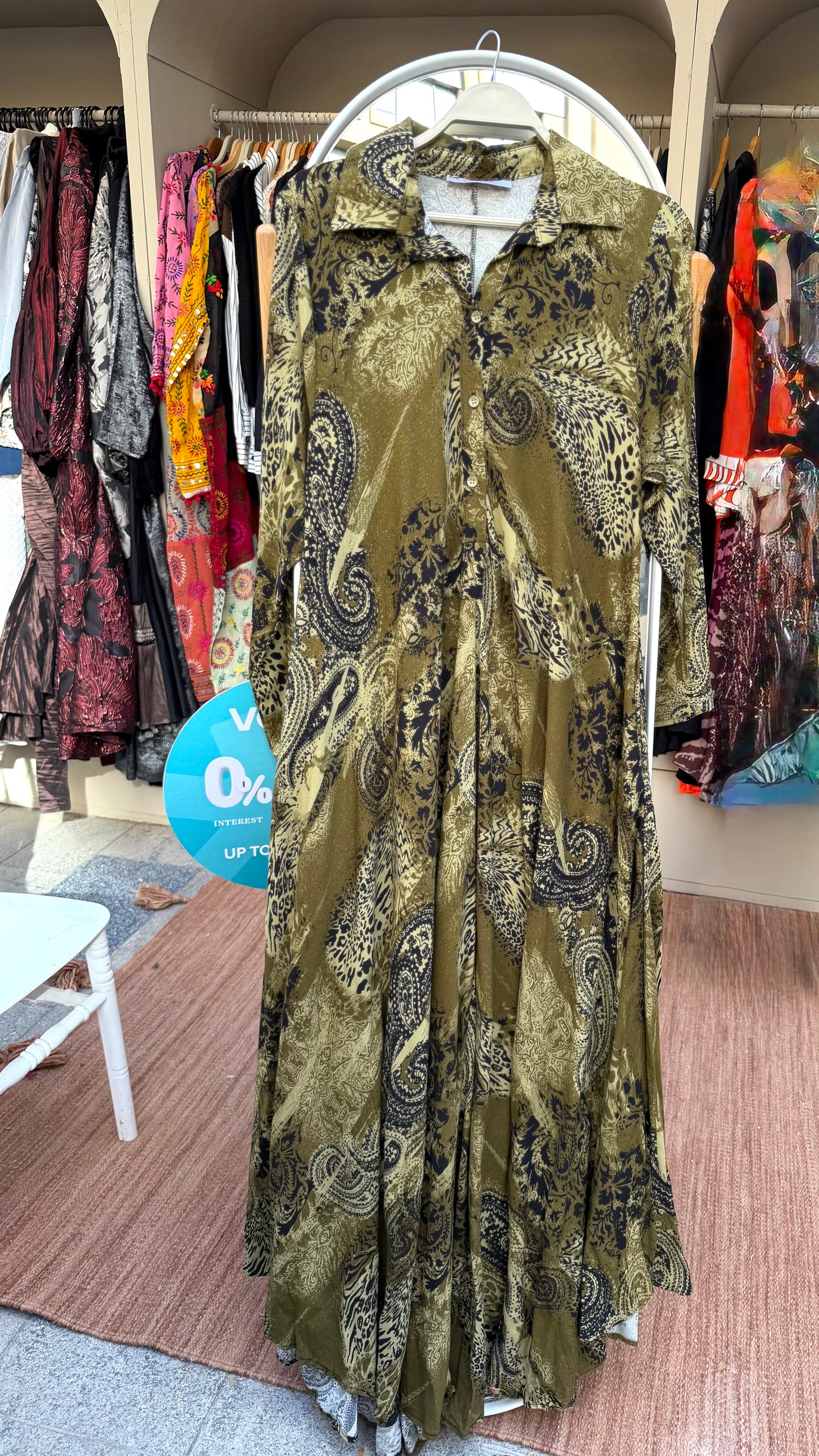 Olive Paisley Flowy Dress