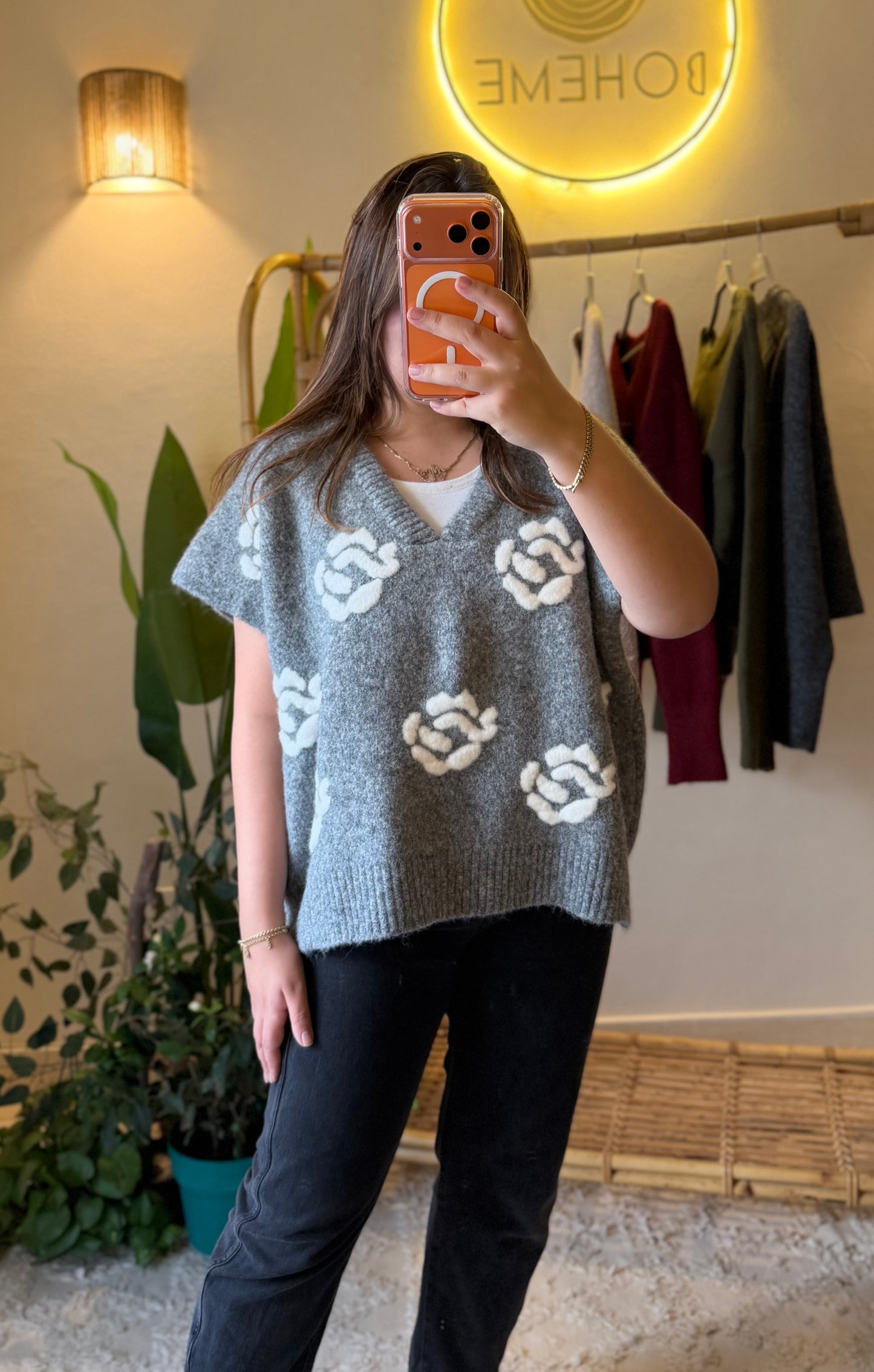 Grey Roses Triko Vest