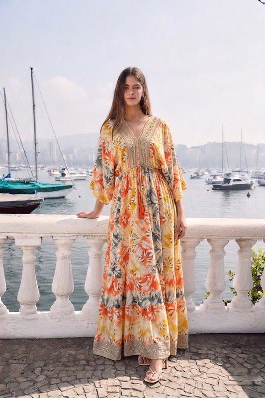 The Italian Orange Golden Dress