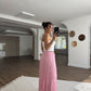 Pink Crinkled Cotton Inlined Skirt