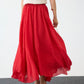 Red Asymmetrical Crinkled Chiffon Skirt