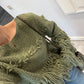 The Boho Fringe Olive Pullover