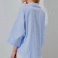 Blue Striped Linen Shirt With Bell Sleeves