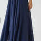 Navy Blue Asymmetrical Crinkled Chiffon Skirt