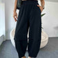 Black Elastic Waist Gabardine Pants