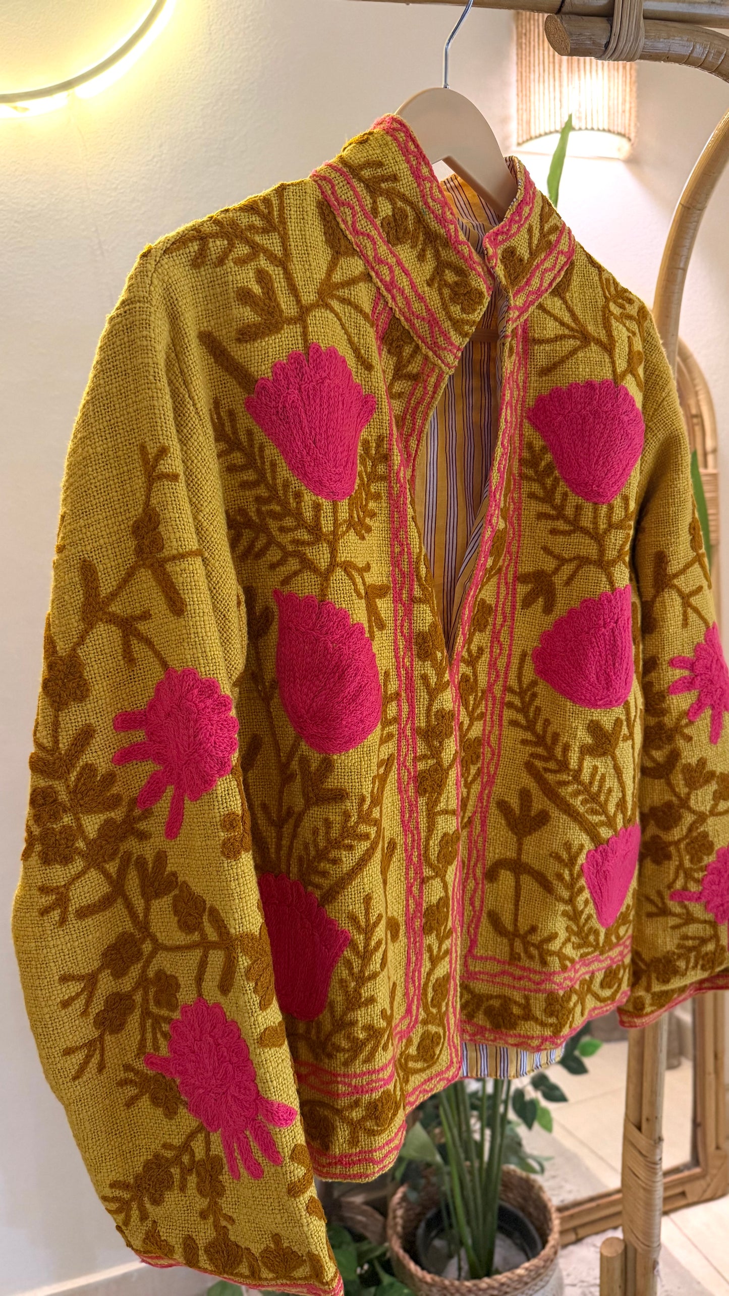 Yellow Suzani Embroidered Jacket