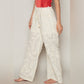 Beige Floral Petals Straight Leg Pants