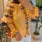 Orange Floral Embroidered Blouse