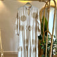 Off White Boho Dress With Golden Threads Embroidery & Tassels