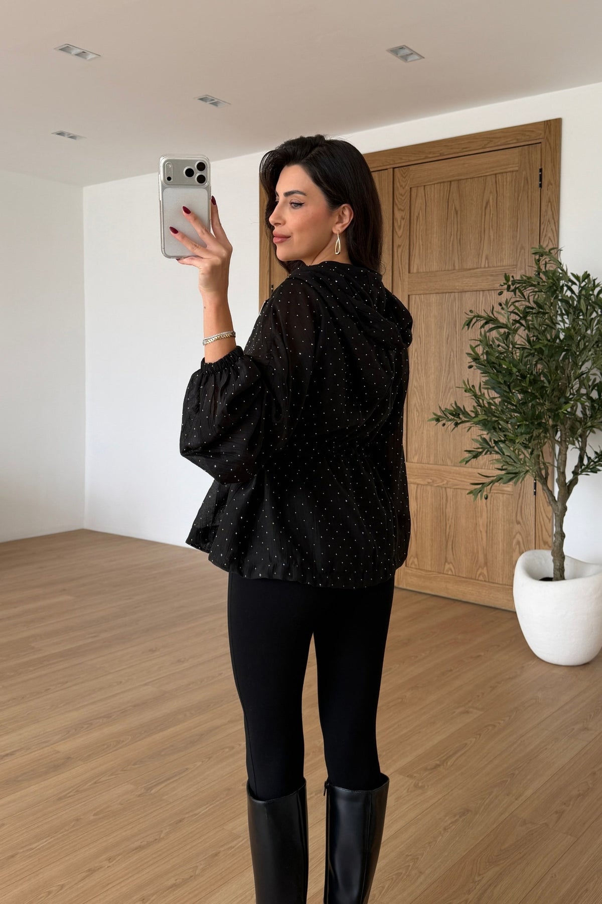 Sparkly Organza Black Studded Jacket