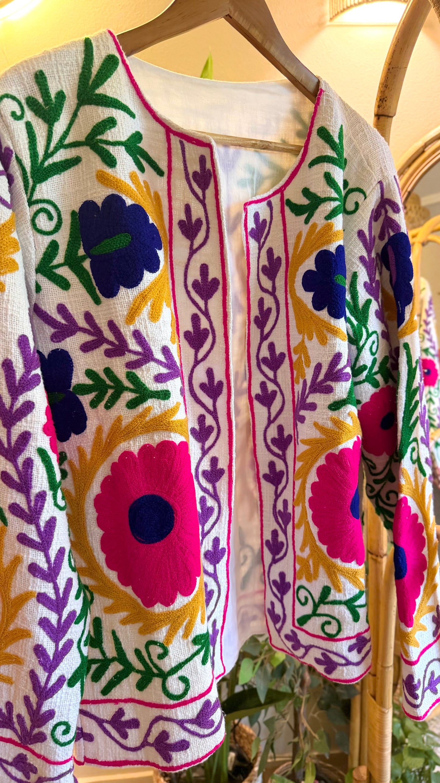 White Aswan-ian Suzani Embroidered Jacket