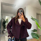 Burgundy Wool Belted Coat