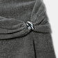Grey Draped Shoulder Pullover With Silver Appliqué