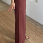 Redwood Stripy Linen Straight Leg Pants With Elastic Waist