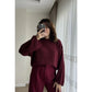 Burgundy Round Neck Stitch Pullover