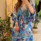 The Italian Blue Purple Paisly Dress With Embroidery & Tassels