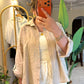 Beige Floral Embroidered Cotton Shirt