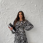 Zebra Cotton Dress With Tassels