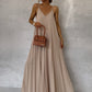 Beige Pleated Straps Italian Dress