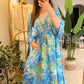 The Italian Blue Green Paisly Dress With Embroiderey & Tassels