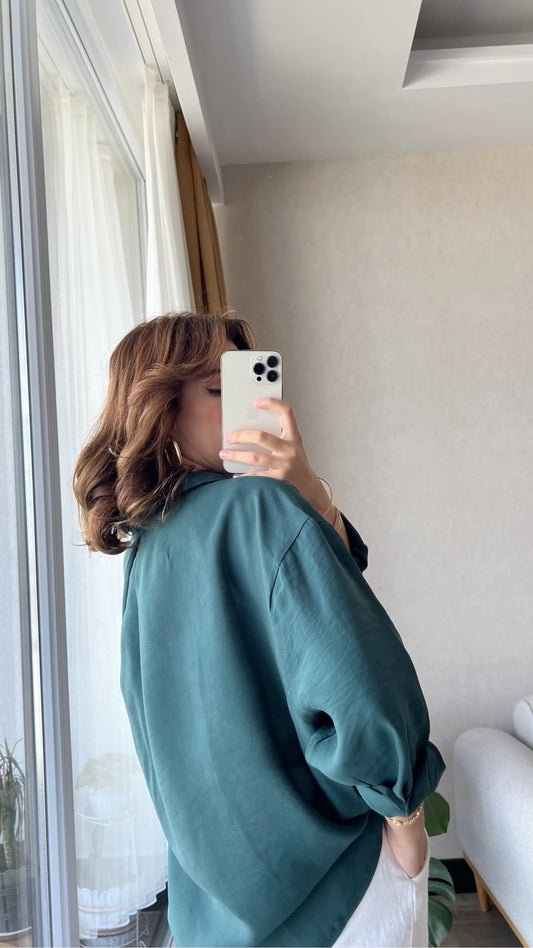 Oversized Forest Green Shirt