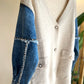 The Pearl Denim X Beige Cardigan With Pockets