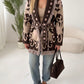The French Brown Fringes Cardigan With Belt & Pockets