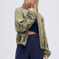Olive Embroidered Bomber Jacket