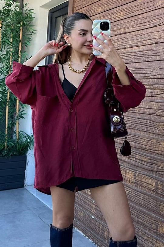 Oversized Burgundy Shirt