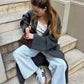 Dark Grey Heavy Longline Coat Cardigan