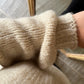 Beige Mohair Pullover With Golden Threads