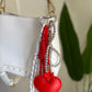 Heart With Silver Bow Bag Charm