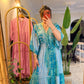 The Italian Green Elastic Waist Dress With Embroidery & Tassels