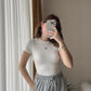 OYS White Cotton Round Neck Basic Top
