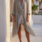 Italian Draped Collar Greige Cardigan Top With Pockets